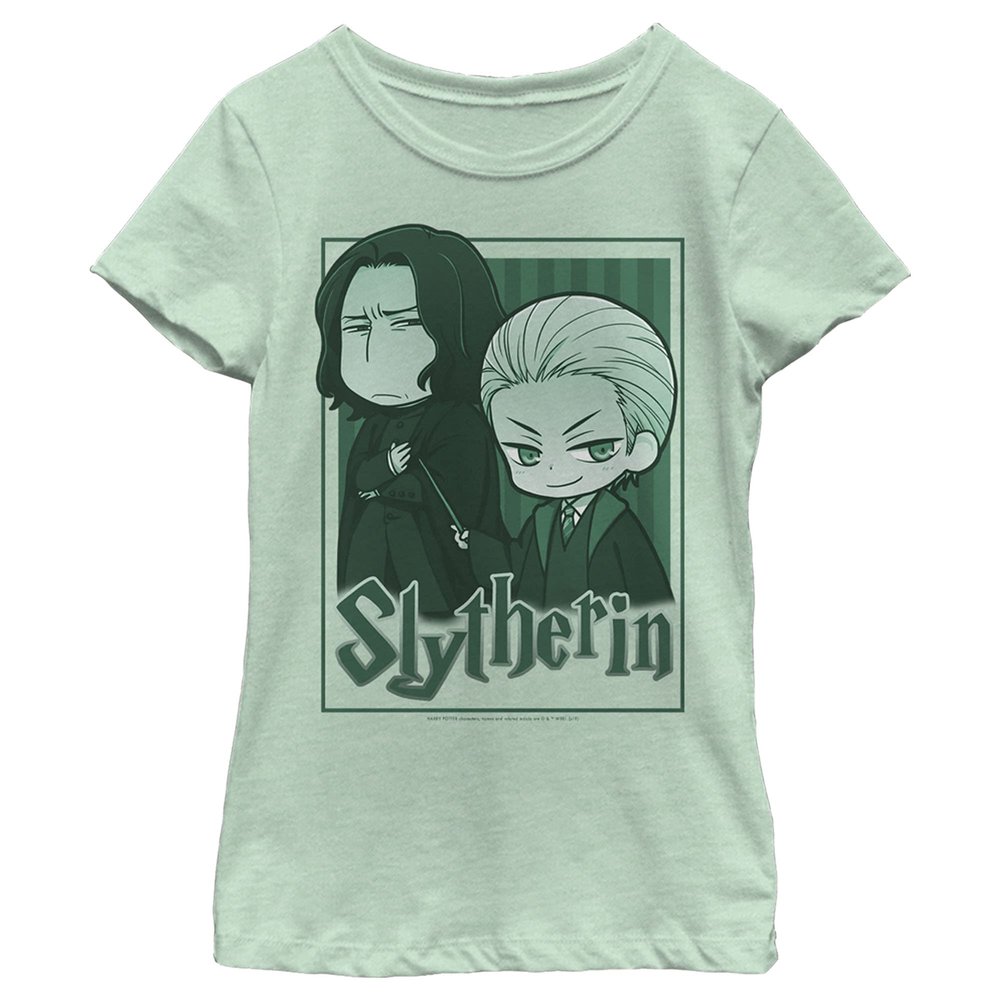 Fifth Sun girls Harry Potter and the Deathly Hallows Slytherin Chibi Short Sleeve Tee T Shirt, Mint, X-Small US