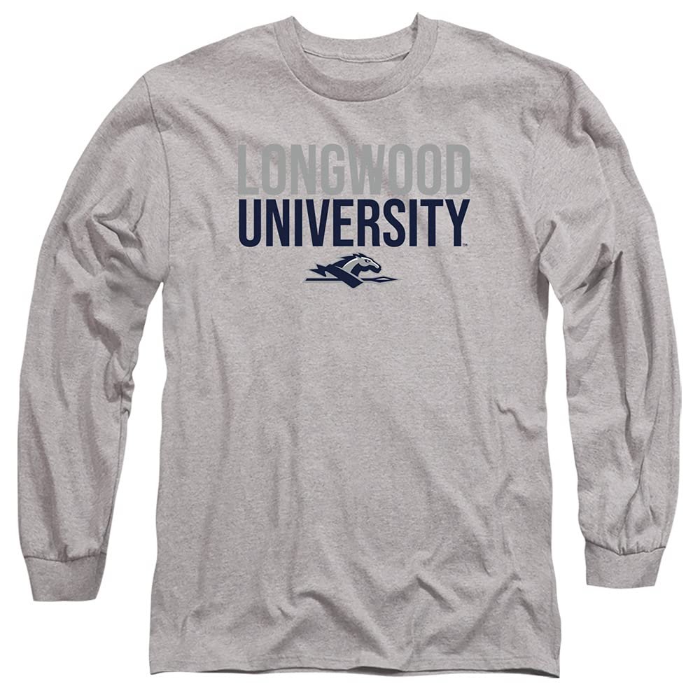 Longwood University Official Stacked Unisex Adult Long-Sleeve T Shirt,Athletic Heather, 2X-Large