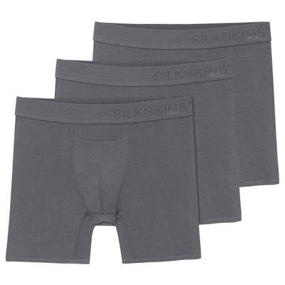 Terramar Men's Silkskins 6" Boxer Briefs 3-Pack Underwear, Grey, X-Large