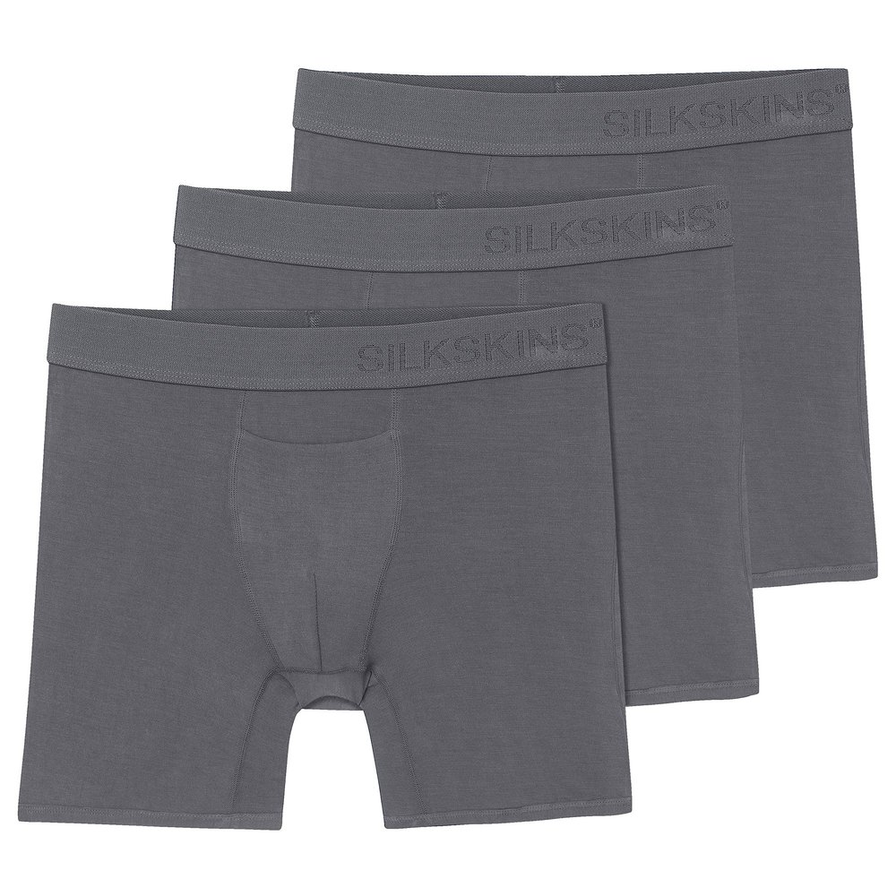 Terramar Men's Silkskins 6" Boxer Briefs 3-Pack Underwear, Grey, X-Large