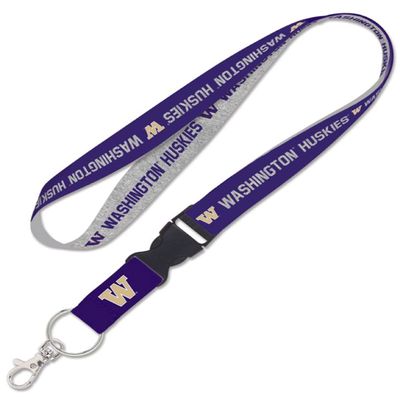 Caseys University Washington Huskies Lanyard with Detachable Buckle 1" Width - Heathered/Jersey Print