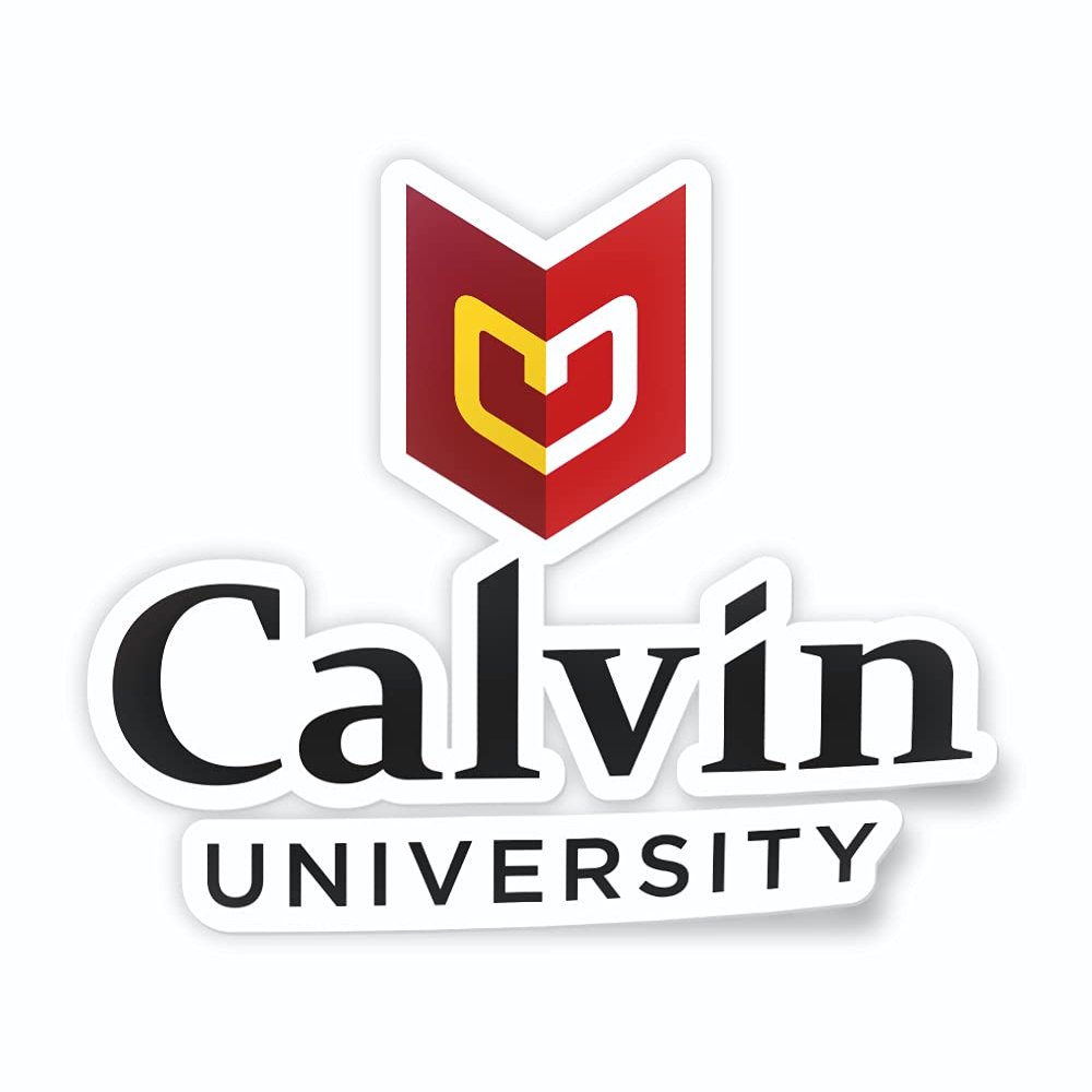 Calvin University College Official Academic Logo Weatherproof Vinyl Sticker Car Decal from Nudge Printing