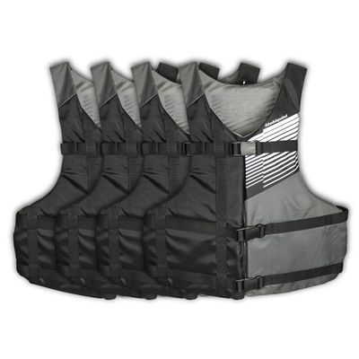 Stohlquist Adult Life Jacket PFD 4-Pack. US Coast Guard Approved Type III Life Vest for Kayak, Boat, Paddleboard & Water Sports  Lightweight Adjustable Fit for Men & Women 90+ lbs