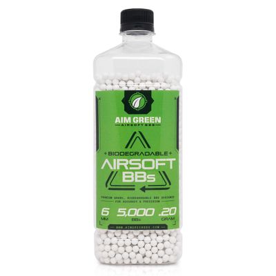 Aim Green Biodegradable Airsoft BBS, Premium-Grade 6mm Airsoft BBS, 20g, 25g, 32g, 36g, 40g, 2,500, 5,000, 10,000 Count