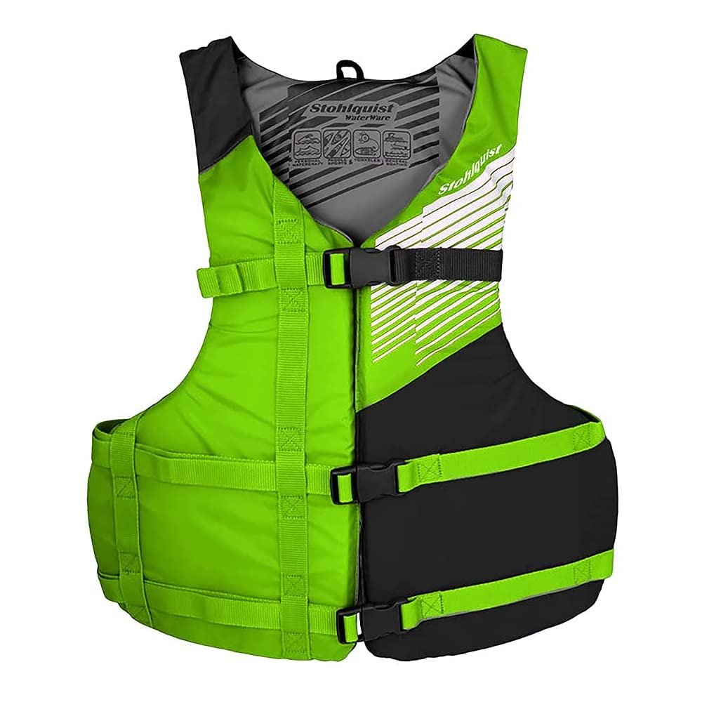 Stohlquist FIT Adult Life Jacket, US Coast Guard Approved Type III Life Vest, PFD for Men and Women, Easily Adjustable, Lightweight and High Buoyancy (Green/Black, Universal Size)