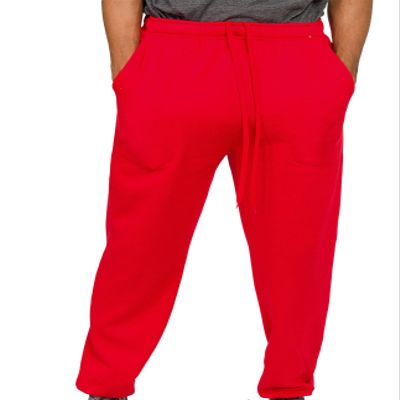 VICTORIOUS Men's Lightweight Fleece Drawstring Elastic Cuff Sweatpants FL78 - Red - Small