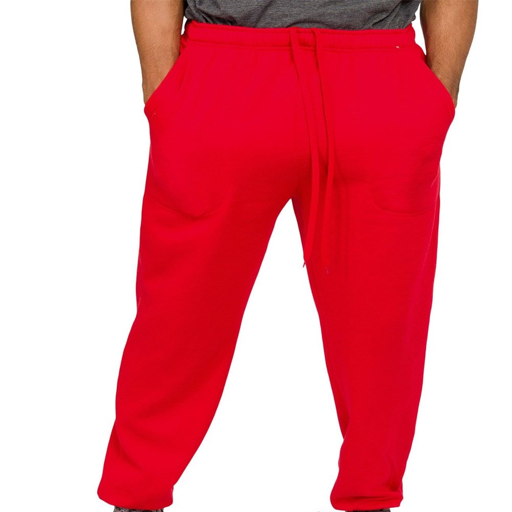 VICTORIOUS Men's Lightweight Fleece Drawstring Elastic Cuff Sweatpants FL78 - Red - Small