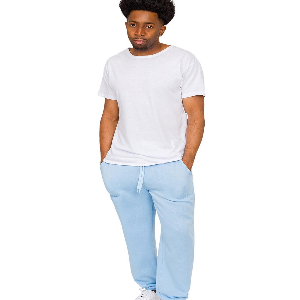 VICTORIOUS Men's Lightweight Fleece Drawstring Elastic Cuff Sweatpants FL78 - Sky Blue - 5X-Large