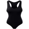Racerback Tank Top Bodysuits Sleeveless Sexy V-Neck Cotton Jumpsuits Black 1X view 1
