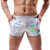 ABAFIP Men's Soft Stretchy Holographic Shiny Metallic Swim Boxer Briefs Trunks Shorts Hot Pants Bikini Swimsuit Stage Clubwear Silver Small view 1