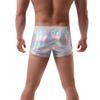 ABAFIP Men's Soft Stretchy Holographic Shiny Metallic Swim Boxer Briefs Trunks Shorts Hot Pants Bikini Swimsuit Stage Clubwear Silver Small view 2
