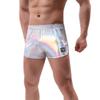 ABAFIP Men's Soft Stretchy Holographic Shiny Metallic Swim Boxer Briefs Trunks Shorts Hot Pants Bikini Swimsuit Stage Clubwear Silver Small view 3