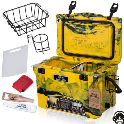 COLD BASTARD COOLERS 20QT Cold Bastard Rugged+ CAMO Yellow Premium Ice Chest Cooler Accessories Free S&H(CB20-CY)