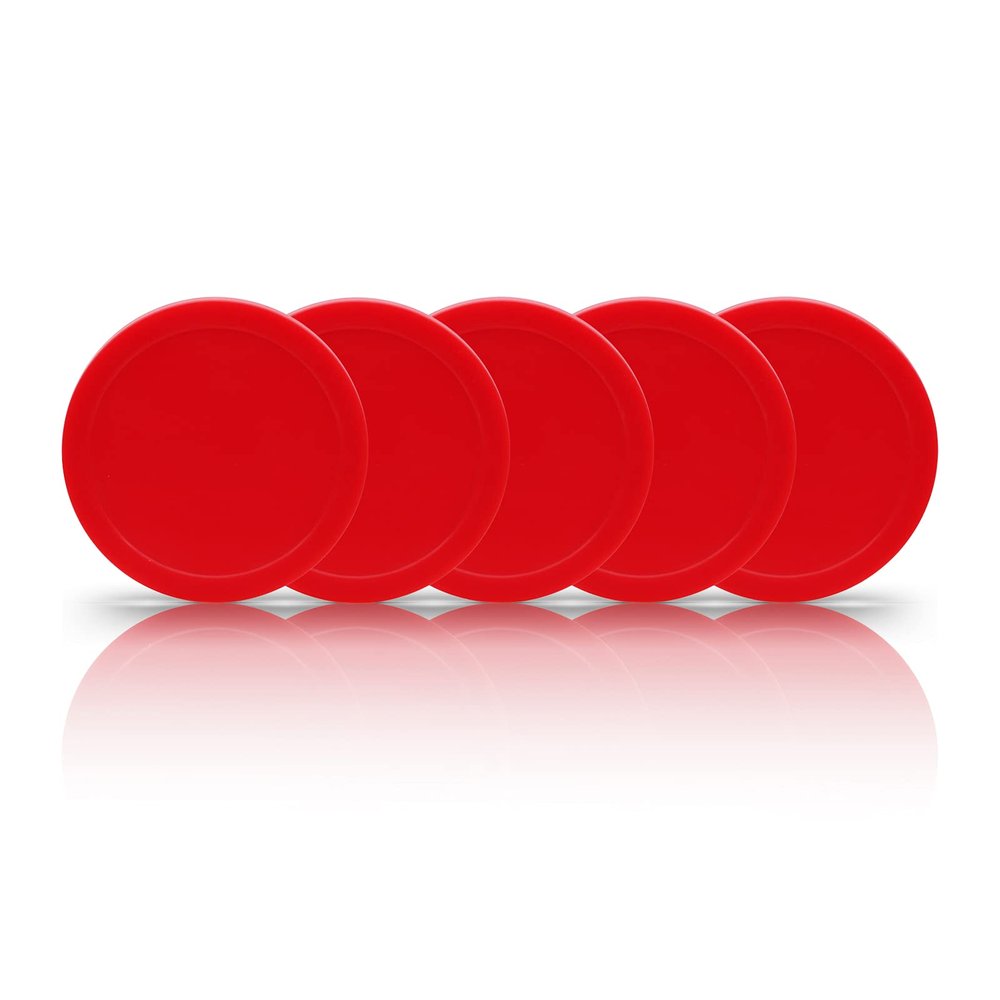 BERYLER 5 Pack Air Hockey Red Replacement, 2.5" in Diameter, Thicker Pucks for Game Tables, Accessories, Equipment