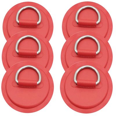 6pieces Pad/Patch D Rings for PVC Inflatable Boat Canoe Raft Stainless Steel D-Ring Dinghy Kayak Surfboard Paddle Board (red)