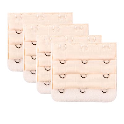 YUPPIE TONE Women's Bra Extender 3 Hooks 3 Rows Elastic Back Bra Band Extension Strap,Beige 4pcs