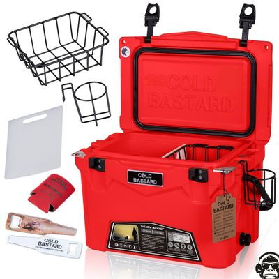 COLD BASTARD COOLERS 20QT Cold Bastard Rugged+ RED NEON Premium Ice Chest Cooler Accessories Free S&H(CB20-RN)