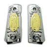 1911 Metal Grips, Screw Included, Compact/Officer Virgin Mary Lady of Guadalupe, with Ambi Safety Cut Nickel view 1