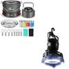 Odoland Bundle  2 Items 22pcs Camping Cookware Mess Kit and Portable LED Camping Lantern with Ceiling Fan view 1