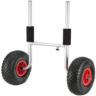 qiuqiu Sit-on-top Kayak Cart On Wheels, Foldable Trolley - Eva Foam with Adjustable Width Full PU Aviation Aluminum Body - for All Open Kayaks and Canoes
