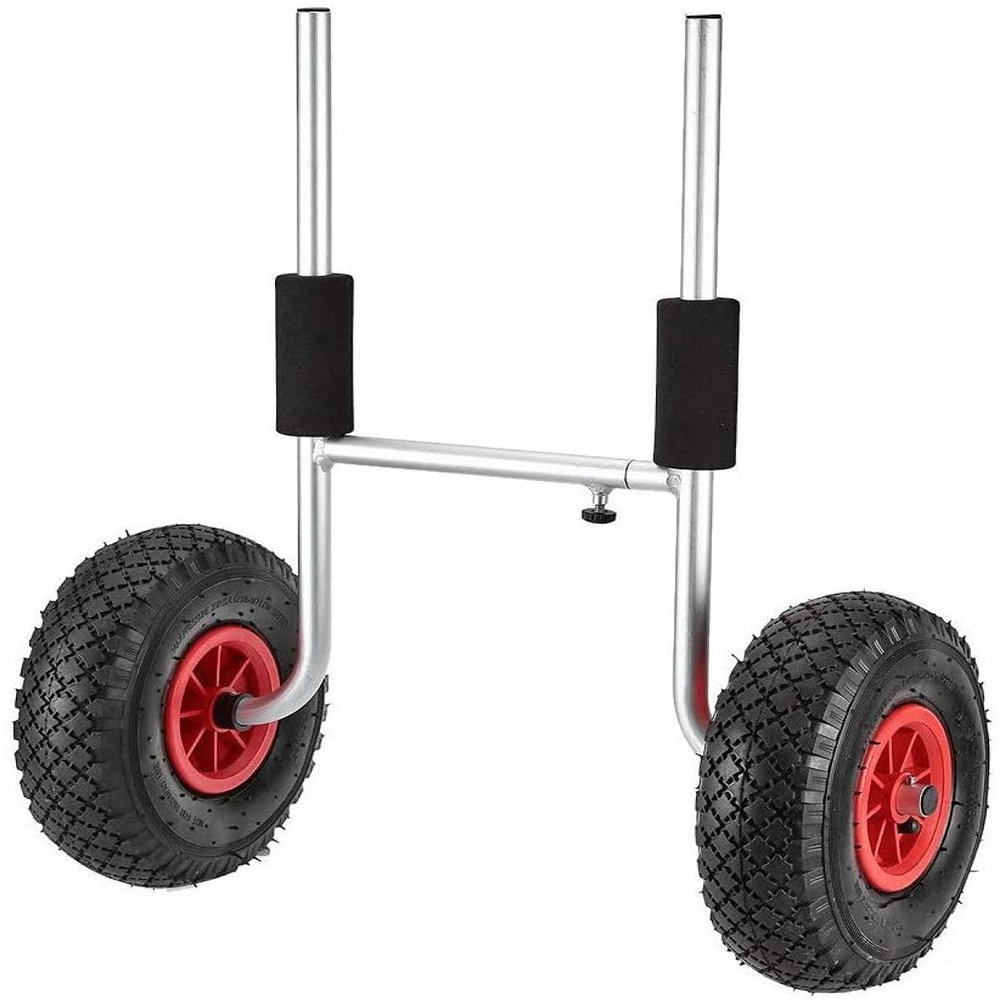 qiuqiu Sit-on-top Kayak Cart On Wheels, Foldable Trolley - Eva Foam with Adjustable Width Full PU Aviation Aluminum Body - for All Open Kayaks and Canoes