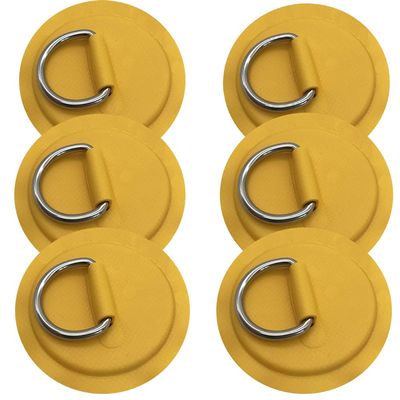 6 Pieces Pad/Patch D Rings for PVC Inflatable Boat Canoe Raft Stainless Steel D-Ring Dinghy Kayak Surfboard Paddle Board (Yellow)