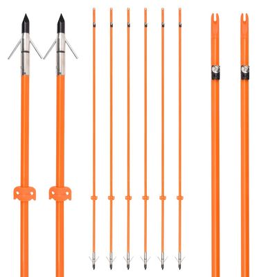 Bowfishing Arrows 34inch Solid Fiberglass Shaft with Broadhead for Compound Bow Recurve Bow Fishing Arrow Archery Hunting (Pack of 6)