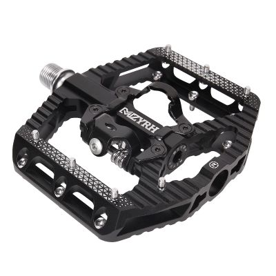 MZYRH MTB Mountain Bike Pedals 3 Bearing Flat Platform Compatible with SPD,Dual Function Sealed Clipless Aluminum 9/16" Pedals with Cleats for Road
