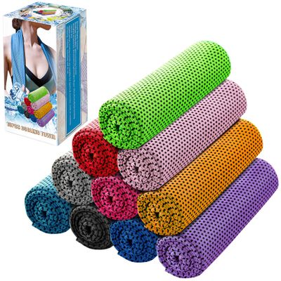 Ponpon 10pcs Cooling Towel Ice Towel Cooling Towels for Neck and Face Microfiber Cooling Towel for Gym, Travel, Yoga, Camping, Running, Outdoor Sport (10 Colors)