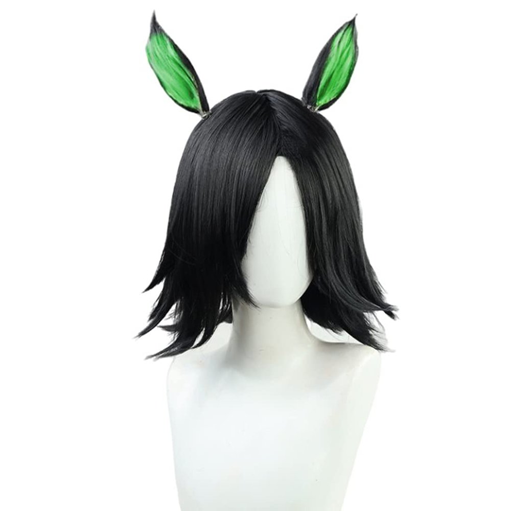 osseoca Cosplay Wig Black gradation reverse warped with ears 28cm