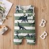 2PCS Newborn Baby Boy Jumpsuit Dinosaur Cartoon Print Romper Infant Summer Clothing 0-18M (Green, 6-12 Months) view 2