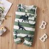 2PCS Newborn Baby Boy Jumpsuit Dinosaur Cartoon Print Romper Infant Summer Clothing 0-18M (Green, 6-12 Months) view 3
