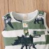 2PCS Newborn Baby Boy Jumpsuit Dinosaur Cartoon Print Romper Infant Summer Clothing 0-18M (Green, 6-12 Months) view 4