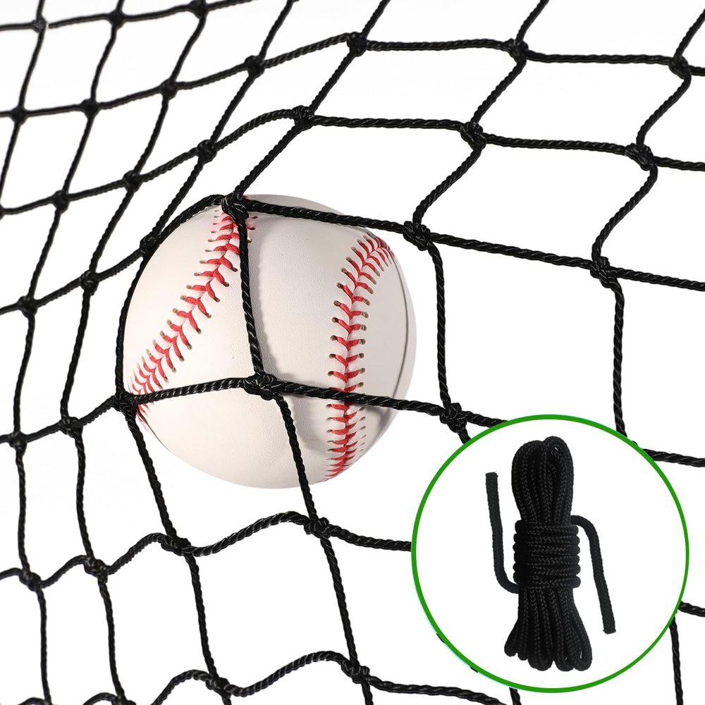 Wiseek 10'x10' Baseball Softball Backstop Nets, Heavy Duty Sports Netting Barrier Net #18 Nylon Baseball Netting Black Net