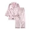 MYGBCPJS 2Pcs Boys Girls Satin Pajamas Set Long Sleeve Classic Silk Pjs Sleepwear Button-Down Top + Pants Loungewear view 1