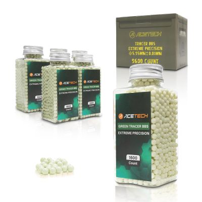 ACETECH Airsoft Tracer BB 6mm 9600 Count High Precision Polished Design (0.25g, Green)
