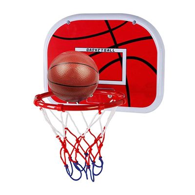 Basketball Rim Indoor Wall-Mounted Basketball Hoop, Children's Mini Basketball Board with Tennis Ball and Air Pump, Screwless Installation (Color : Style1, Size : 46cm)