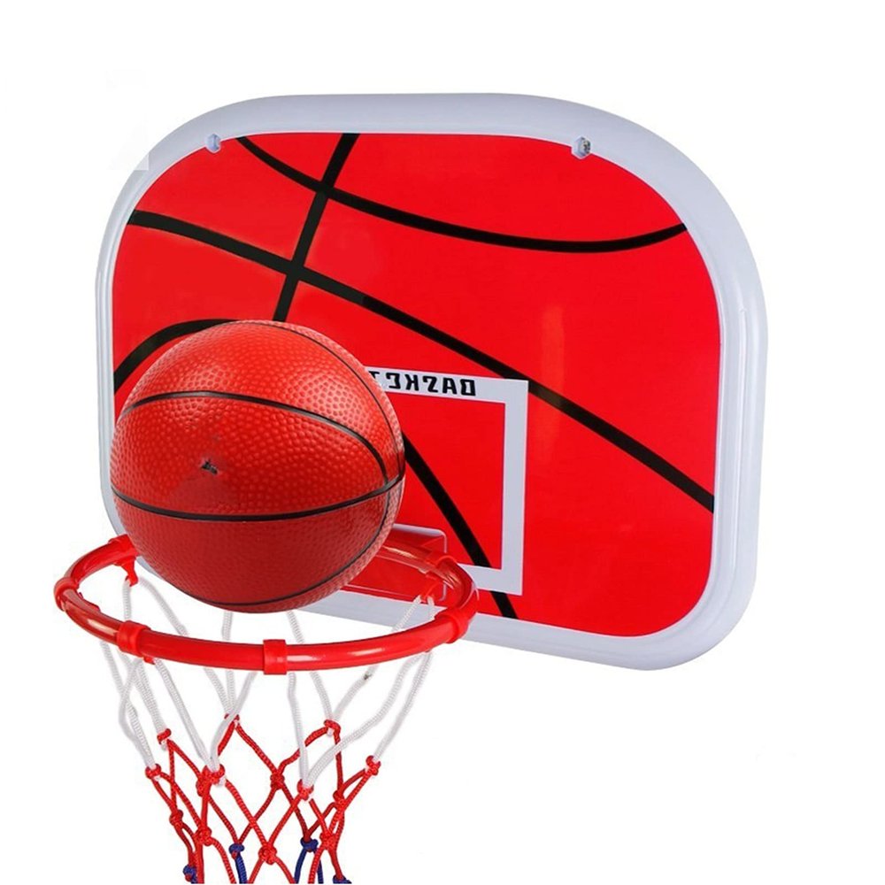 Basketball Rim Indoor Children's Basketball Hoop Set, Wall-Mounted Backboard with Tennis Ball and Air Pump, Screwless Installation (Size : 34cm)