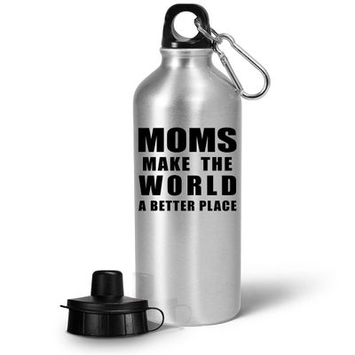 Art by Chelsydale Gifts for Mom Water Bottle Tumbler - Portable Drinkware - Parents Day Appreciation Mother Mum Motherhood Mommy from Daughter Son Funny Cute Gag Idea - Make World Better Place