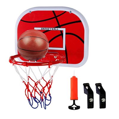Basketball Rim Indoor Mini Basketball Hoop Set, Wall-Mounted Backboard Without Punching Installation, with Air Pump and Tennis Ball (Size : 46cm)