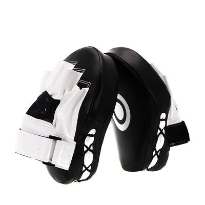 2pcs Boxing Curved Focus Punching Mitts- PU Leather Punching Kicking Palm Pads Taekwondo Training Boxing Target Pad Karate Muay Thai Training Gloves with Adjustable Strap (Black)
