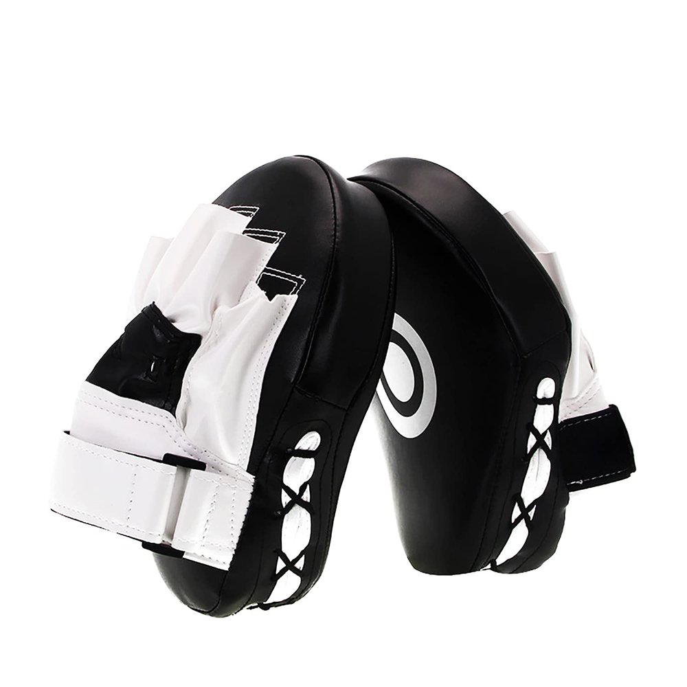 2pcs Boxing Curved Focus Punching Mitts- PU Leather Punching Kicking Palm Pads Taekwondo Training Boxing Target Pad Karate Muay Thai Training Gloves with Adjustable Strap (Black)