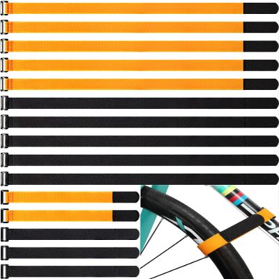 Sumind 15 Pieces Adjustable Bike Straps Reusable Bike Rack Straps Cinch Replacement Wheel Stabilizer Accessories for Transporting, 1 x 23.6 Inch, 1 x 11.8 Inch