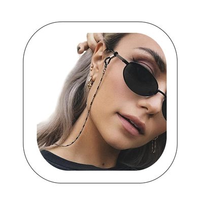 Asphire Gothic Beaded Bar Eyeglass Chain Black Sunglasses Holder Cords, 24 Inch