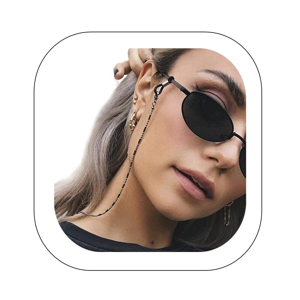Asphire Gothic Beaded Bar Eyeglass Chain Black Sunglasses Holder Cords, 24 Inch