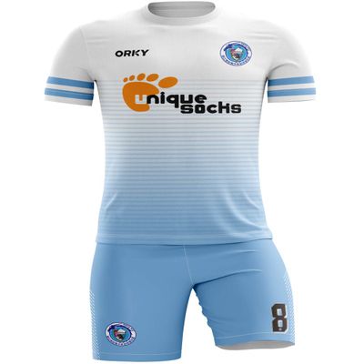 ORKY Personalize Soccer Jersey with Short, Men Kids Customize Name Number Uniform for School Team, Unique Stripe Design(White,4XL)