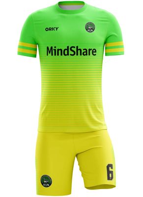 ORKY Personalize Soccer Jersey with Short, Men Kids Customize Name Number Uniform for School Team, Unique Stripe Design(Green,100cm)