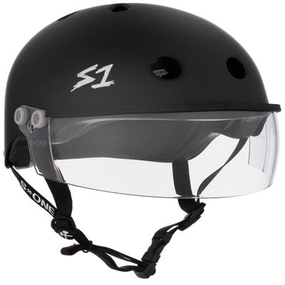 S1 Lifer Visor Helmet Gen 2 for Skateboarding, BMX, and Roller Skating - EPS Fusion Foam, CPSC & ASTM Certified - Black Matte w/Clear Visor Medium (21.5")