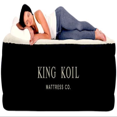King Koil Premium Luxury Plush Pillow Top Queen Size Air Mattress with Built-in High-Speed Pump for Home, Camping, Guests,13" Inflatable Double High Blow Up Airbed, Durable Waterproof, 1-Year Warranty