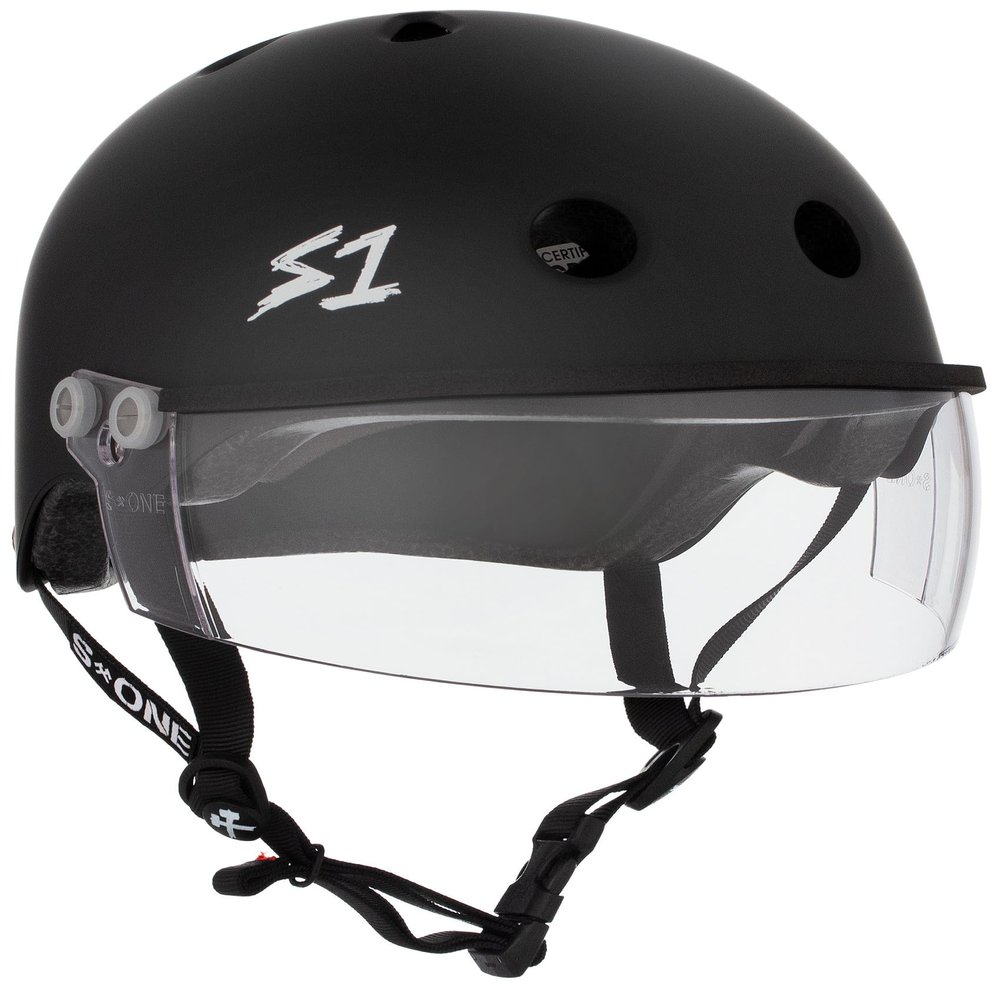 S1 Lifer Visor Helmet Gen 2 for Skateboarding, BMX, and Roller Skating - EPS Fusion Foam, CPSC & ASTM Certified - Black Matte w/Clear Visor Small (21")